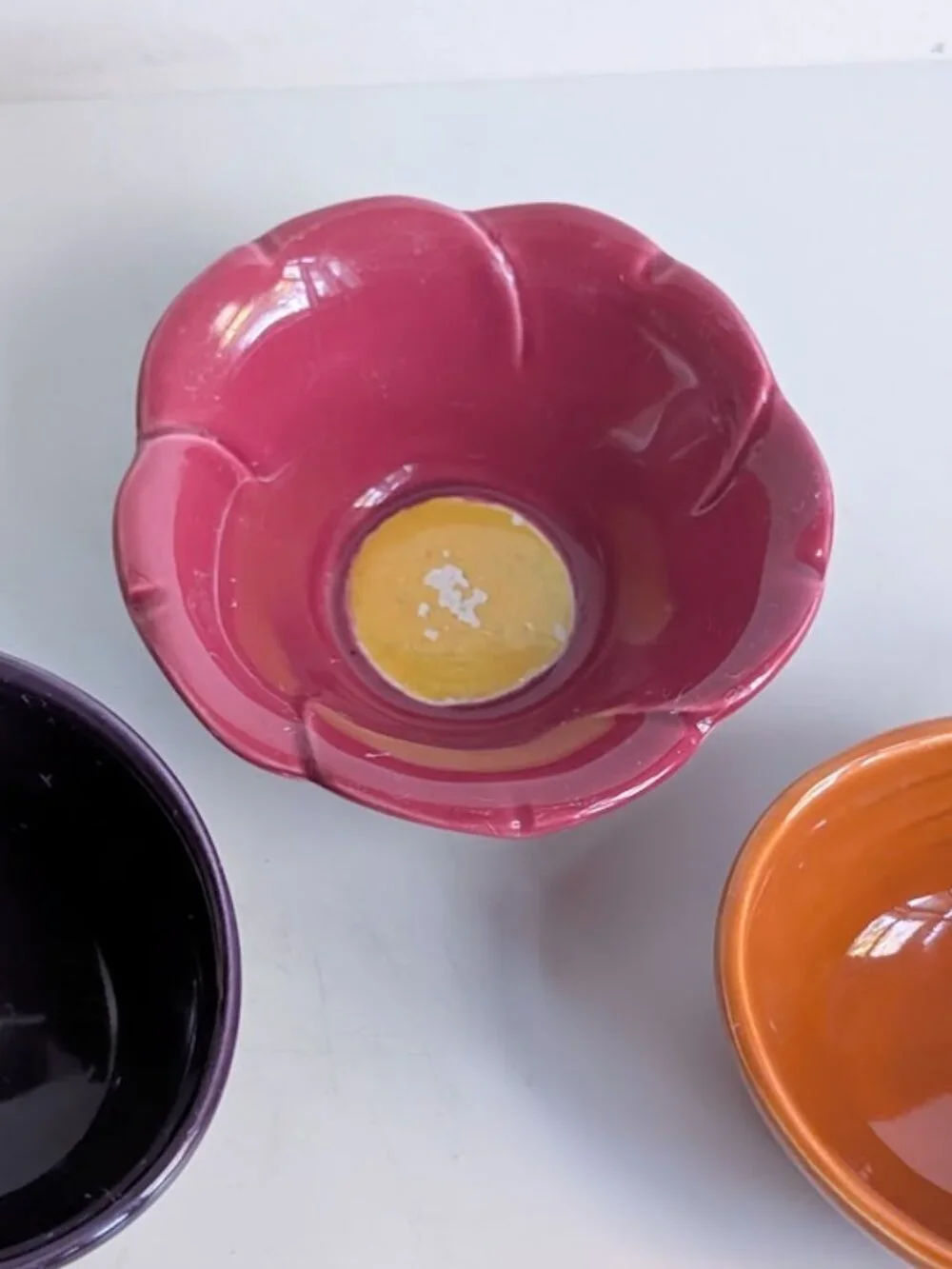 Kotobuki Small Purple Eggplant Orange Onion Dip Bowls Made in Japan